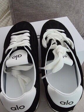 Alo Black & White Suede Sneakers